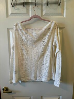 Jacob White Crochet Boatneck Long-Sleeve Top